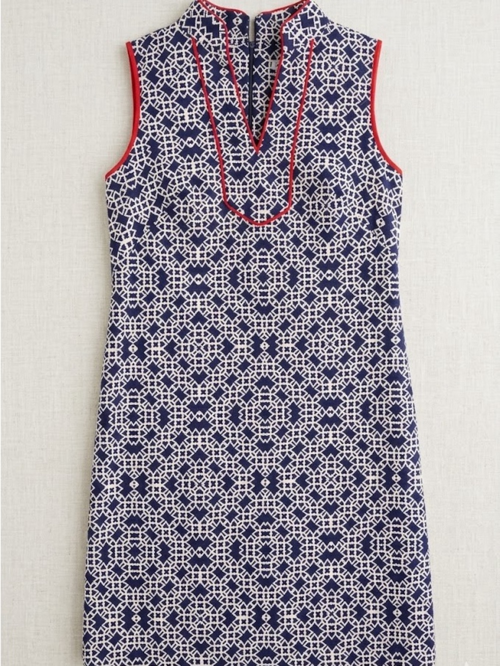 Eliza J Navy Blue Geometric Tile Print Shift Dress Size 8